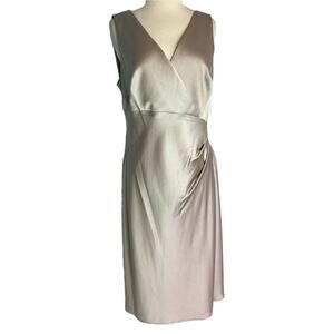 10 NWT Ralph Lauren Champagne Wrap Dress Sleeveless Satin MSRP $175